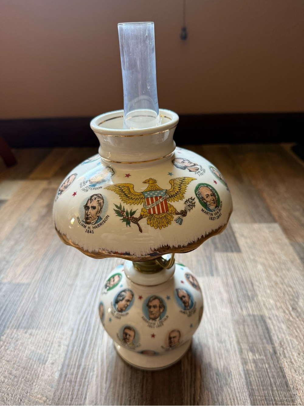 Vintage Americana Presidential Portrait Ceramic Oil Lamp
